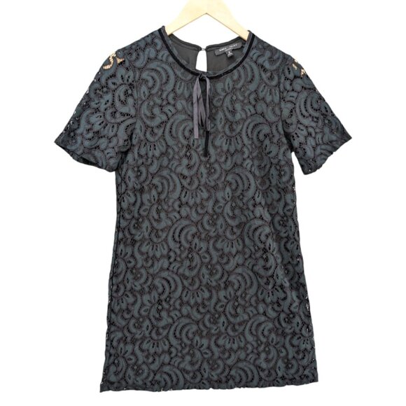 Romeo Juliet Couture Lace Mini Dress Green Black Short Sleeve Lined Size S - Picture 1 of 11